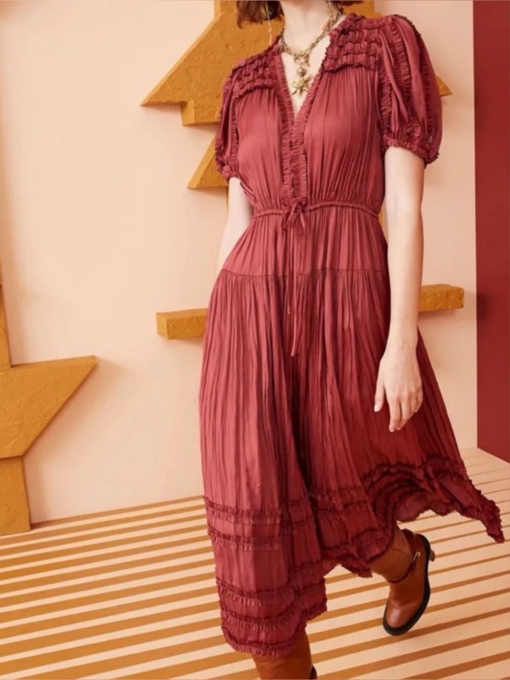 Ulla Johnson Burnt Orange satin dress